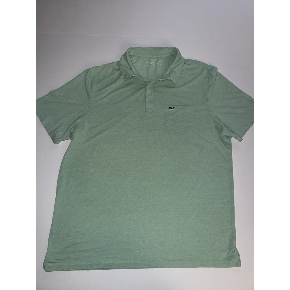 Vineyard Vines Men Large Edgartown Polo Shirt Green Golf Logo Casual Preppy Pima